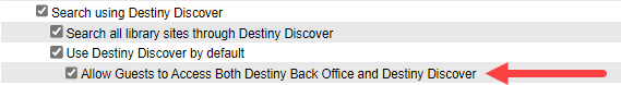 Guest permissions for Destiny Discover.