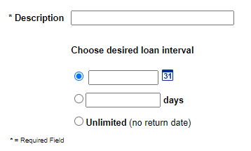 Available fields when adding an interval loan period.