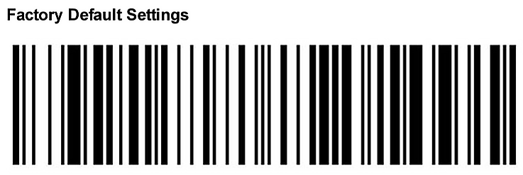 Factory Default Settings barcode.