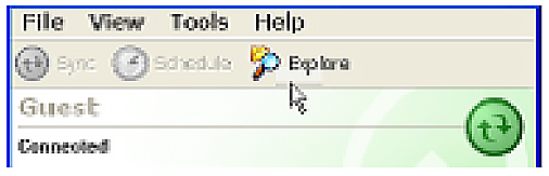 Explore icon in ActiveSync.